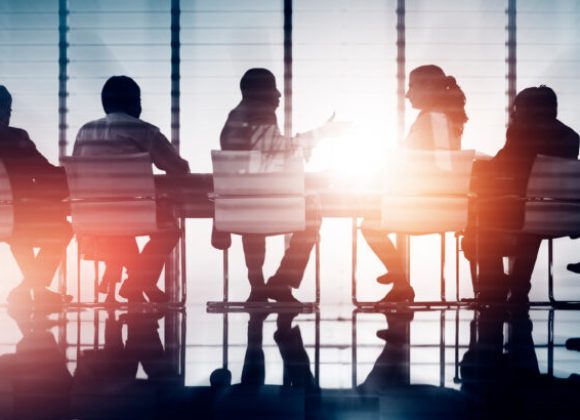 Group of Business People Meeting Back Lit Concept